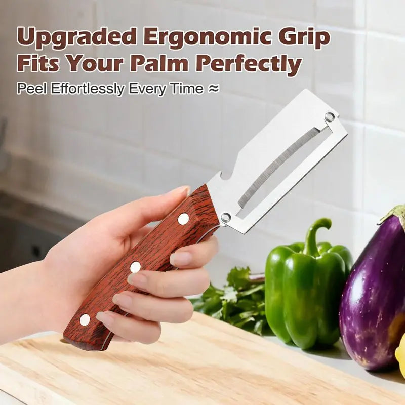 Pikanzo™  Wooden-Handled Stainless Steel Shredder and Peeler