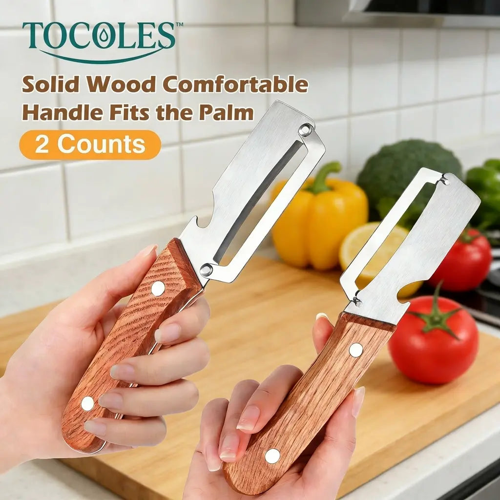 Pikanzo™  Wooden-Handled Stainless Steel Shredder and Peeler