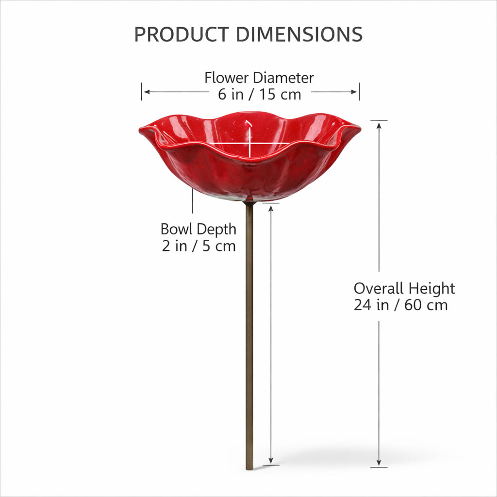 🎁Handmade Metal Flower Garden Stake Bird Bath🐦