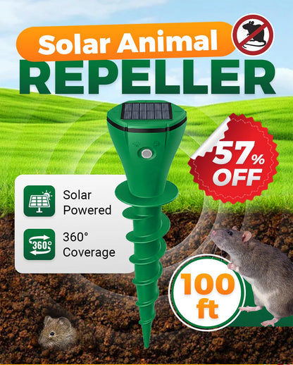🌸Hot Sale 50% OFF☘️Solar Powered Waterproof Screw Mole Repellent