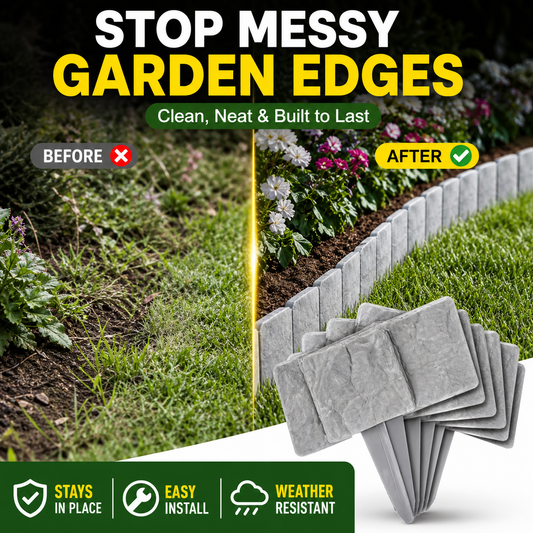 🌿✨Zelmivo™ Stone-Look Edging Fence - Garden Edges That Stay Clean🏡♻️