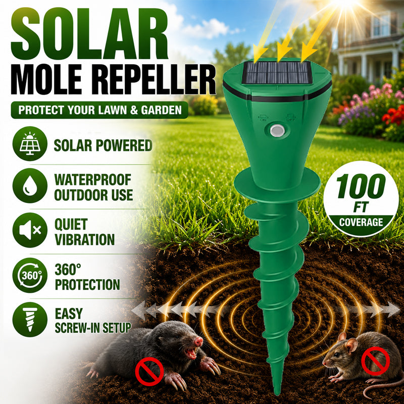 🌸Hot Sale 50% OFF☘️Solar Powered Waterproof Screw Mole Repellent