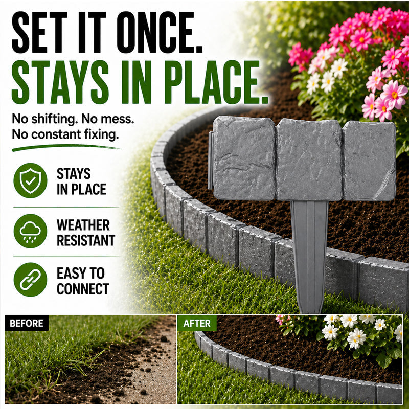 🌿✨Zelmivo™ Stone-Look Edging Fence - Garden Edges That Stay Clean🏡♻️