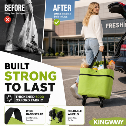 🛒 Foldable Shopping Cart with Wheels | 2-in-1 Rolling Grocery Tote (offer)