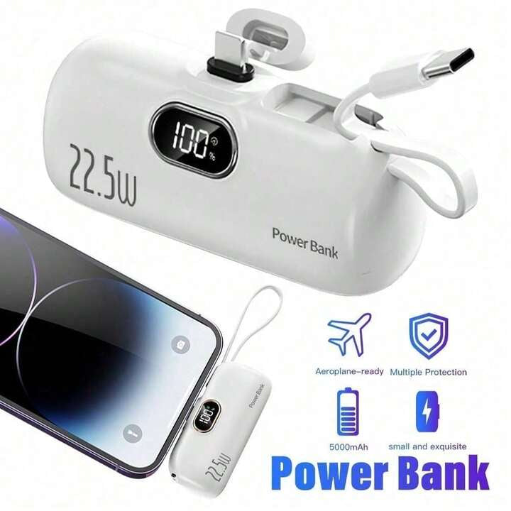 Pocket Power Bank with Built-In Cables | 22.5W Fast Charging (OFFER)