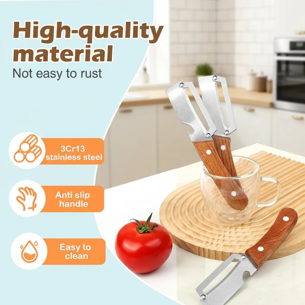 Pikanzo™  Wooden-Handled Stainless Steel Shredder and Peeler