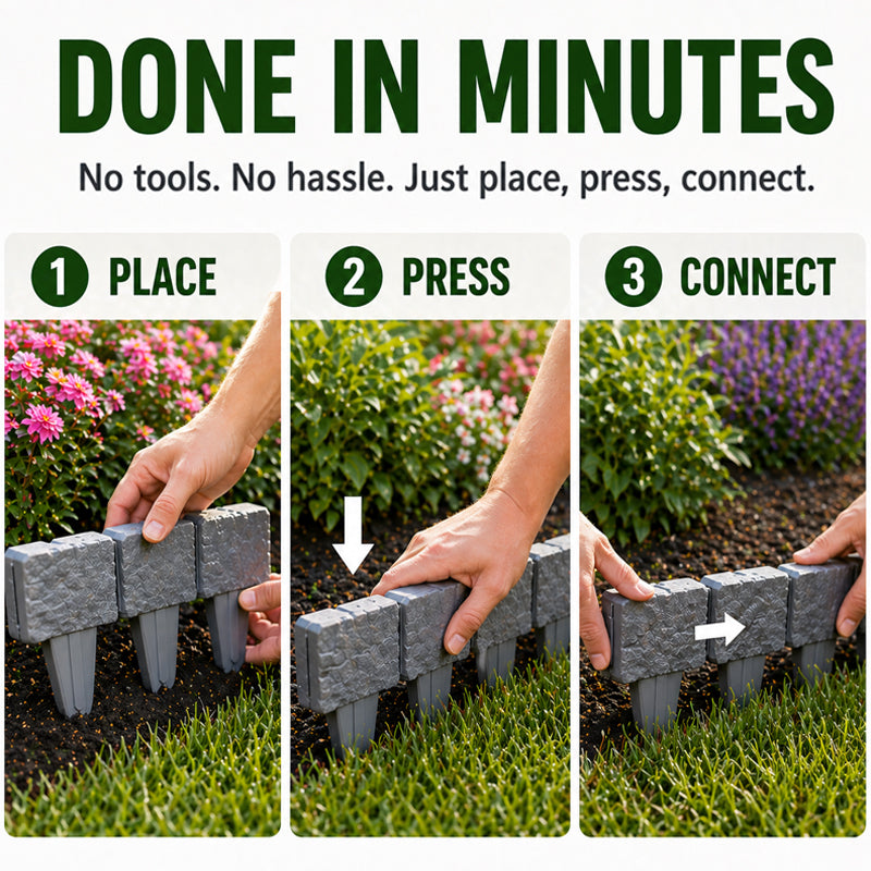 🌿✨Zelmivo™ Stone-Look Edging Fence - Garden Edges That Stay Clean🏡♻️