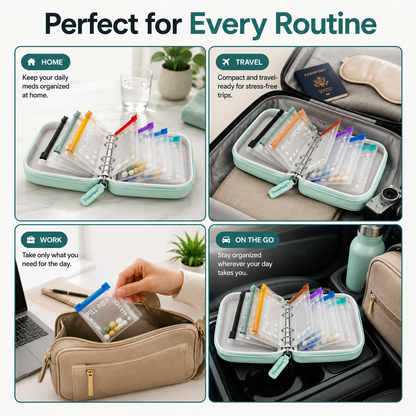 All-in-One Travel Pill Organizer with Removable Pouches