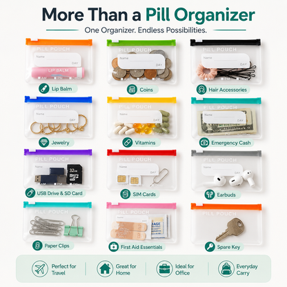 All-in-One Travel Pill Organizer with Removable Pouches