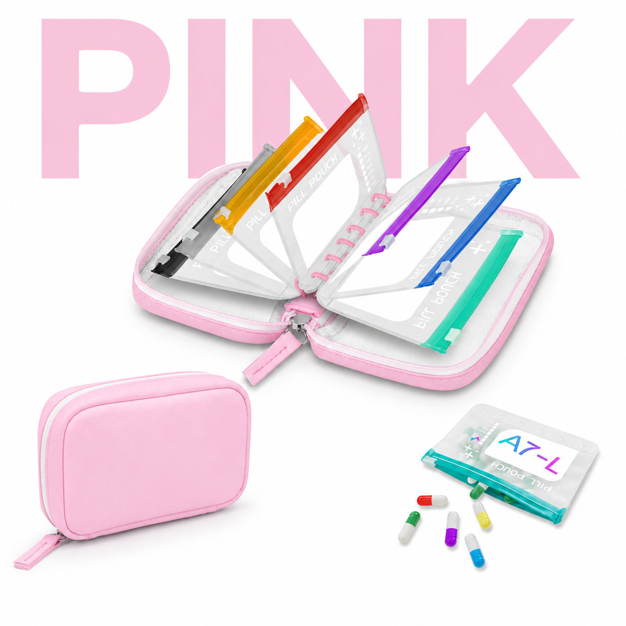 All-in-One Travel Pill Organizer with Removable Pouches