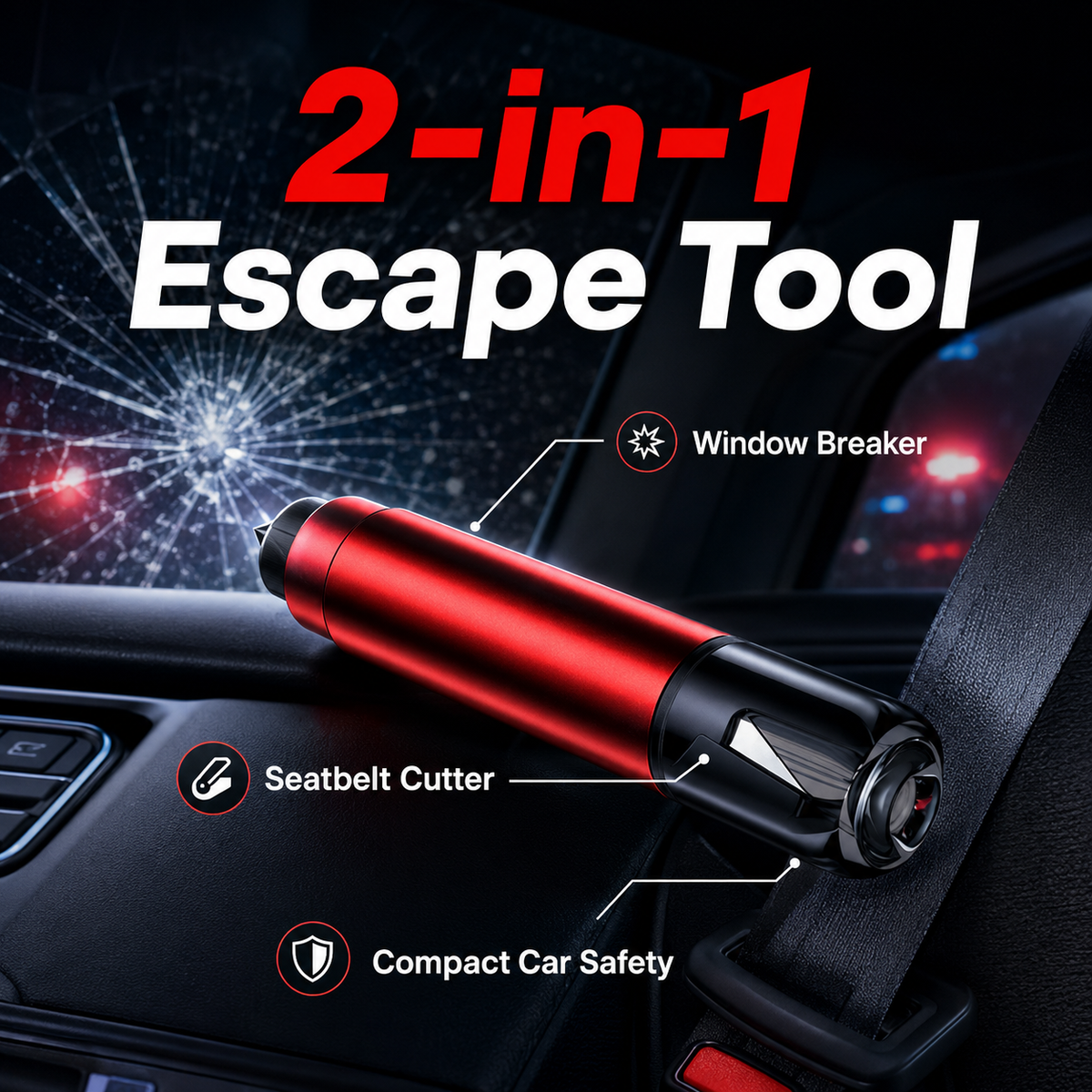 🚗 BOGO 50% OFF | Vimbe™ 2-in-1 Car Escape Tool