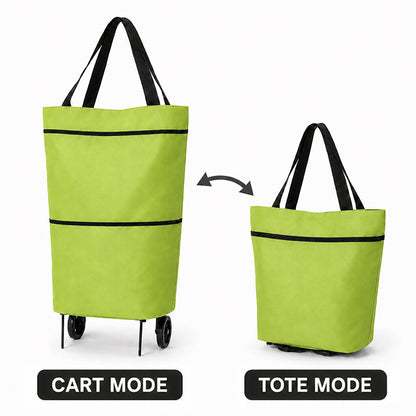 🛒 Foldable Shopping Cart with Wheels | 2-in-1 Rolling Grocery Tote