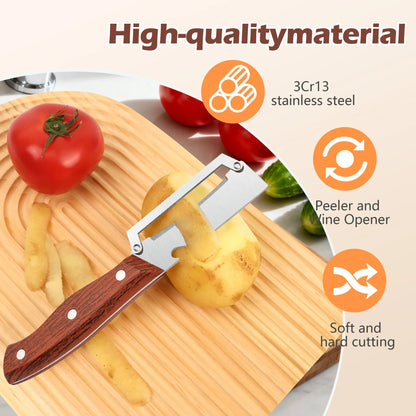 Pikanzo™  Wooden-Handled Stainless Steel Shredder and Peeler
