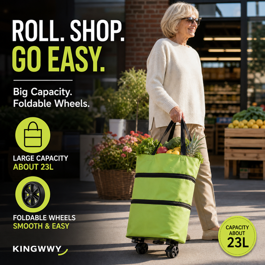 🛒 Foldable Shopping Cart with Wheels | 2-in-1 Rolling Grocery Tote (offer)