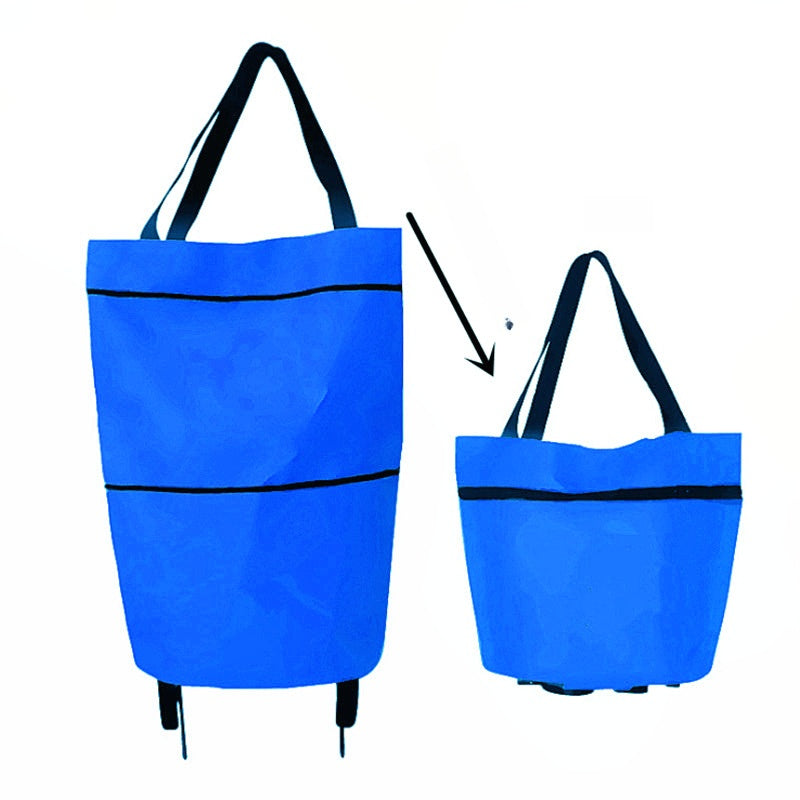 🛒 Foldable Shopping Cart with Wheels | 2-in-1 Rolling Grocery Tote (offer)