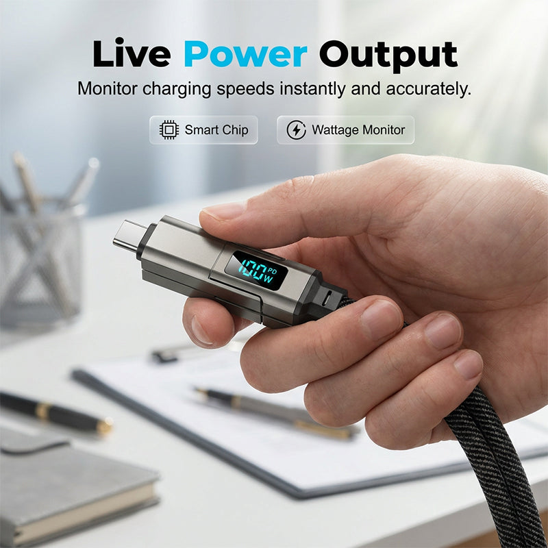 💥2026 HOT SALE🔥50K+ SOLD!🛡️4-in-1 Digital Display Keychain Charging Cable