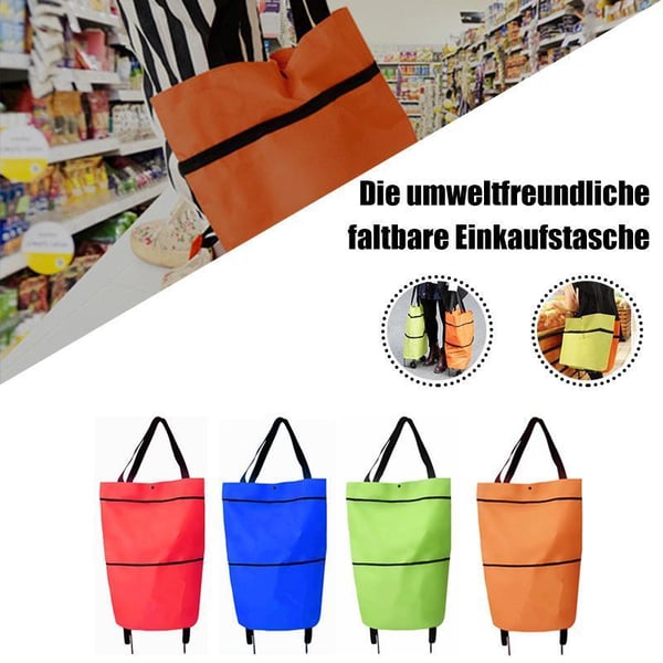 🛒 Foldable Shopping Cart with Wheels | 2-in-1 Rolling Grocery Tote (offer)