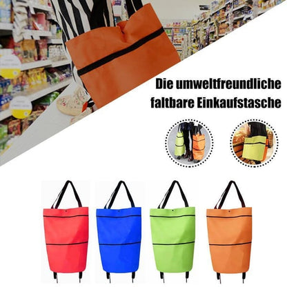 🛒 Foldable Shopping Cart with Wheels | 2-in-1 Rolling Grocery Tote (offer)