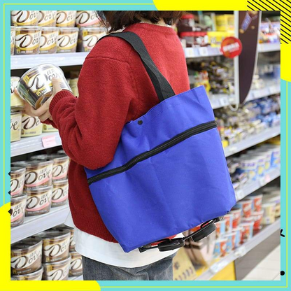 🛒 Foldable Shopping Cart with Wheels | 2-in-1 Rolling Grocery Tote (offer)