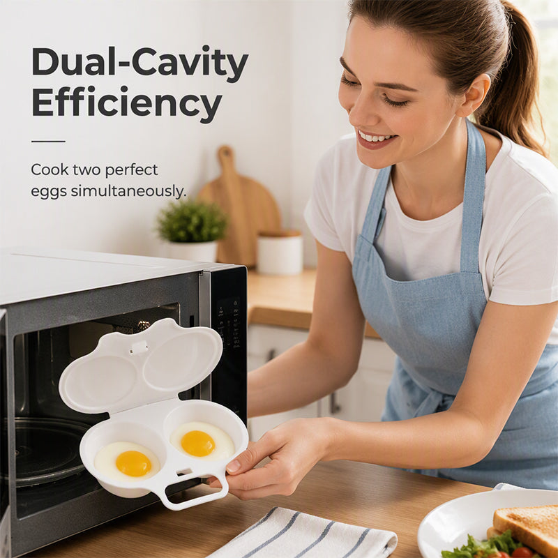 🥳2026 HOT SALE🥳💞50K+ SOLD! 🥗🎁 50% OFF + BUY 2 GET 1 FREE! Microwave Egg Poacher ! Dual‑cavity, non‑stick & easy clean. Healthier than frying – stock up & save! 🏠✅