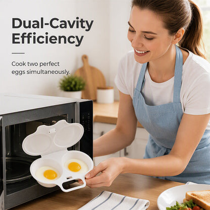 🥳2026 HOT SALE🥳💞50K+ SOLD! 🥗🎁 50% OFF + BUY 2 GET 1 FREE! Microwave Egg Poacher ! Dual‑cavity, non‑stick & easy clean. Healthier than frying – stock up & save! 🏠✅