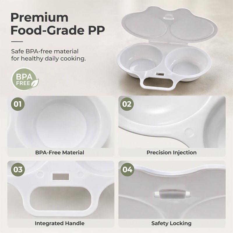🥳2026 HOT SALE🥳💞50K+ SOLD! 🥗🎁 50% OFF + BUY 2 GET 1 FREE! Microwave Egg Poacher ! Dual‑cavity, non‑stick & easy clean. Healthier than frying – stock up & save! 🏠✅