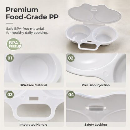 🥳2026 HOT SALE🥳💞50K+ SOLD! 🥗🎁 50% OFF + BUY 2 GET 1 FREE! Microwave Egg Poacher ! Dual‑cavity, non‑stick & easy clean. Healthier than frying – stock up & save! 🏠✅