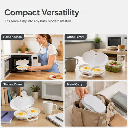 🥳2026 HOT SALE🥳💞50K+ SOLD! 🥗🎁 50% OFF + BUY 2 GET 1 FREE! Microwave Egg Poacher ! Dual‑cavity, non‑stick & easy clean. Healthier than frying – stock up & save! 🏠✅